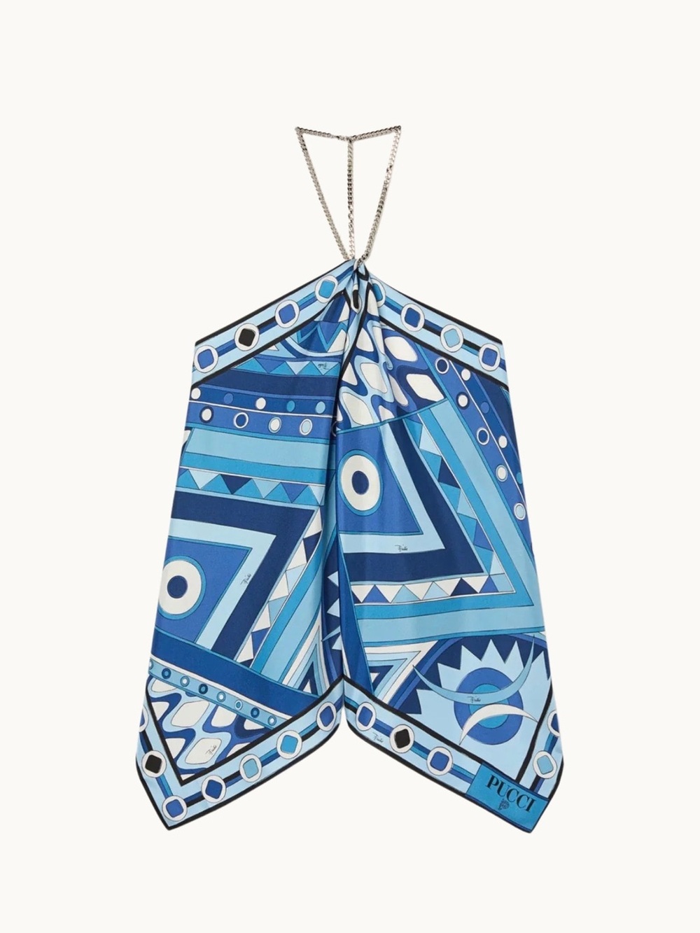 Emilio Pucci Blue Halter Vivara Print Top AUTHENTIC